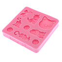 3D six chats en forme de Silicone Cookie Biscuit Mold