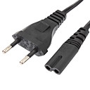 EU 2-Prong AC Power Cord 2Pin Adapter Cable Black 1.5M