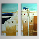 Peint la main peinture l huile Paysage Eglise Mediterranee avec Set cadre etire de 2 1308-LS0749