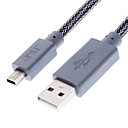 USB 2.0 Type A male vers Mini USB 2.0 Male avec 2 core Net-plaque noir 1.5M