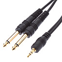 Voie simple de 3.5mm male vers 2x6.35mm double piste audio masculin cable noir pour KTV enregistrement 1.5M Voie simple de 3.5mm male vers 2x6.35mm double piste audio masculin cable noir pour KTV enregistrement 1.5M
