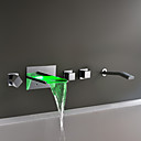 Support mural chrome Changement de campouleur LED robinet de baignoire cascade