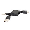 USB 2.0 male  3.5mm male Audio pour Mini USB 2.0 male cable flexible 0.8M