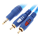 3.5mm male 2 RCA male cable audio-video Crystal Blue 1.5M