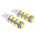 T10 6W 13x5060SMD 480-520LM 6000-6500K oule blanche pour la voiture 12V DC 2-Pack LED