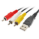 USB 2.0 male 3 RCA male Cable audio video Noir 1M