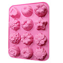 Silicone Cupcake Chocolat  12 fleurs  couleur aleatoire 