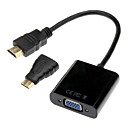 Adaptateurs Mini HDMI - HDMI 02 m et HDMI - VGA Male  Femelle