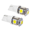 2 Pcs T10 1.5W 5x5050SMD 100-120LM 6000K Cool White Light Bulb LED 12V