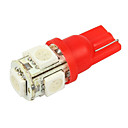 Merdia T10 0.18x5W Red Light 5-SMD 5050 LED Light Reading de voiture paire  DC 12V-LEDD004T10A5S2