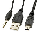 USB 2.0  3.5mm male vers mini USB 2.0 male Donnees et cable de chargement 03 M