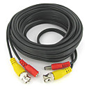 30ft 10m Noir camera de videosurveillance siamois cable coaxial avec fil de puissance