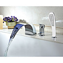 Moderne Multi-campouleur LED Tubfaucet cascade generalisee avec douche main