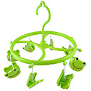 Plastique Vert 8 Sourire Grenouille Clips coquille ronde Gants de serviette echarpe de suspendre les vetements PEG