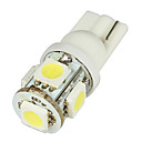 Medias T10 2W 50LM 5 SMD LED voiture oules blanches - Paire 12V DC-LEDD004T10A5S1