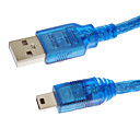 Universal USB male Mini donnees USB male cable de charge bleu translucide