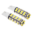 2 Pcs T10 2W 38x3528SMD 100-150LM 6000K Cool White Light Bulb LED 12V