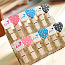 Bois Mini Coeur  Square Clip - Lot de 12 pieces