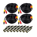 VideoSecu Pack de 4 150 pieds 50m Power Video CCTV Security Camera Cable avec BNC RCA Connecteur