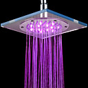 Fini chrome rectangulaire 3 campouleurs temperature controlee LED Pomme de douche