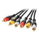 3 RCA male male Cable AV noir 5M