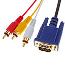 HDMI v1.3 male 3 RCA  VGA HD15 Male Video Audio cable composante AV 15 M