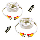 2 Pack 100 alimentation  Cable video BNC Blanche cameras de videosurveillance 100ft