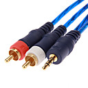 35 mm stereo male 2 RCA male Cable audio Bleu 15 M