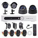 Kit 4 canaux canaux H.264 DVR CCTV Security System 2pcs 2 pcs Dome  Bullet cameras avec 420TVL CMOS 14