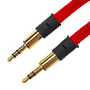 3.5mm male male cable audio plat Type de tissu rouge 15 M