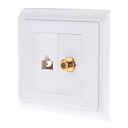 Deux pieces en medaillon plaque murale RJ45 F-Type Blanc