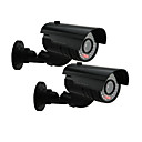 2 Cameras Security Pack Dummy Bullet Faux surveillance infrarouge IR LED Flashing Light Accueil