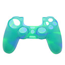 caisse de peau de silicone pour PS4 Controller vert et bleu