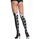 Nylon noir Bones vives Motif Halloween Bas de la femme avec larc rose