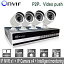 SINOCAM 4CH NVR et 720P systeme P2P camera de securite IP poussoir Kit de support video