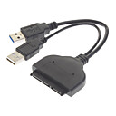 USB 3.0 vers SATA 22 broches 2.5 Adapter Cable Driver disque dur - noir 18cm