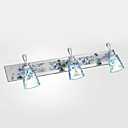 Applique murale 3 lumiere creatif chrome de verre bleu metal