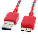 USB 3.0 Micro USB 3.0 M  M Cable Net-plaque rouge pour Samsung Note 3 1M