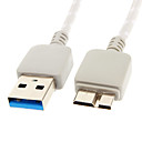 USB 3.0 Micro USB 3.0 M  M Cable Net-plaque gris pour Samsung Note 3 1M