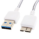 USB 3.0 Micro USB 3.0 M  M Cable Net-plaque blanc pour Samsung Note 3 1M