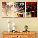 Reproduction transferee sur toile Art abstrait Pigment rouge Lot de 3
