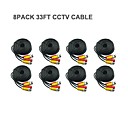 8 PACK BNC Cable 33ft Plug Power Video and Play cable pour la securite CCTV Camera System