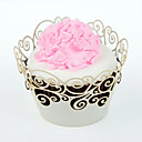 Floral 12pcs silicone blanc emballage de petit gateau coupe de laser la partie  mariage  anniversaire faveur Decoration