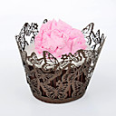 12pcs Brown silicone papillon emballage de petit gateau coupe de laser la partie  mariage  anniversaire faveur Decoration