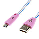 USB 2.0 male lumineux Micro USB 2.0 male de donnees et cable de chargeur bleu 1.0m