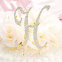 plaque or monogramme lettre de strass en metal gateau de mariage Topper