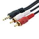 35 mm 2x RCA Audio Connection cable noir 2m