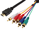 Or HDMI 5 RCA 5RCA adaptateur AV Cable noir 1.5M