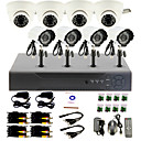 8 canaux systeme de videosurveillance bricolage avec 4 cameras dome dinterieur et 4 camera etanche pour Home  Office