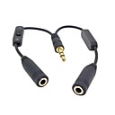 Noir 35 mm stereo male doubler 3.5mm Femelle Audio Casque Splitter Cable avec commutateur de volume